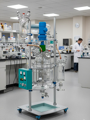 Advanced Glass Jacketed Reactor with Pilot Horizontal Condenser